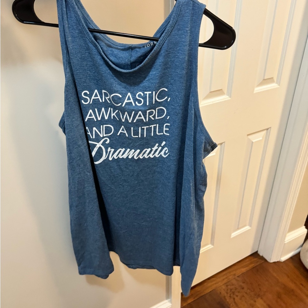 Torrid Gray and White Sleeveless Muscle Tee Relaxed Fit